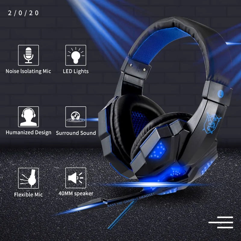 LED Light Wired Gamer Headset